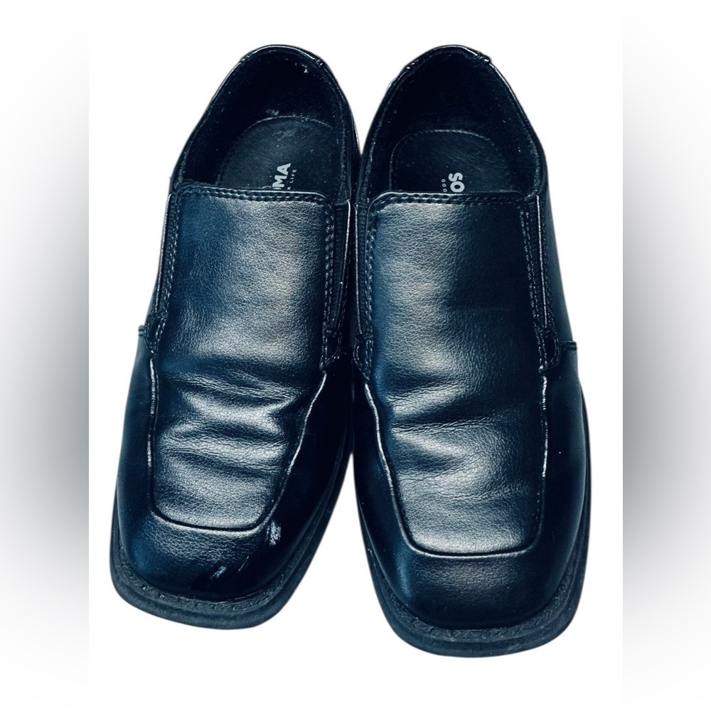 Sonoma Goods For Life Boys Black Faux Leather Slip-On Loafers Dress Shoes Sz 13